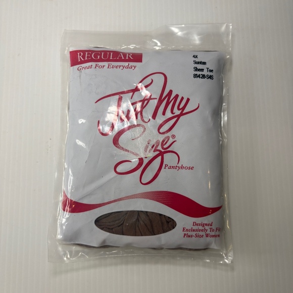 Vintage Just My Size Pantyhose Suntan Sheer Toe Regular 4X Plus 81428-S4S NEW - Picture 1 of 3